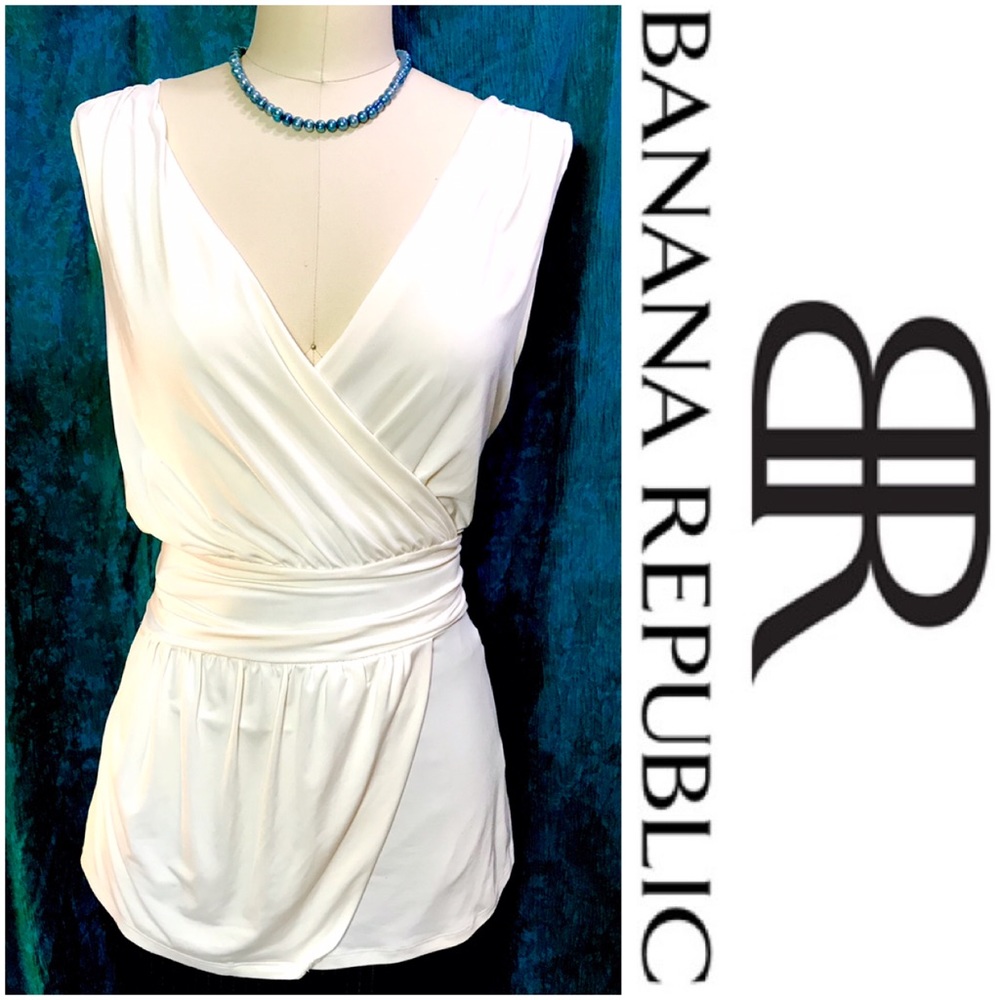Banana Republic slinky knit pale cream top, XL